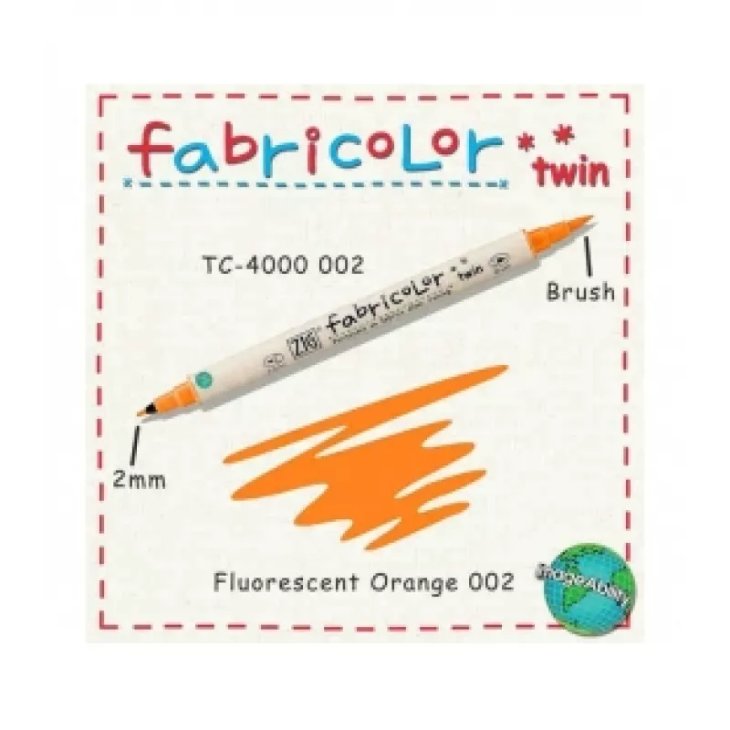 ZIG FABRICOLOR ÇİFT UÇLU TWIN KUMAŞ KALEMİ FL ORANGE 002