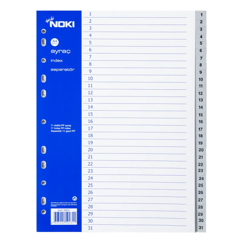 NOKİ AYRAÇ 1-31 RAKAM (INDEX SEPERATÖR)