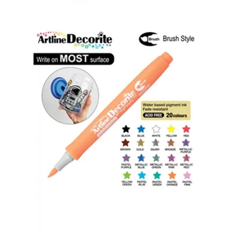 ARTLINE KALICI BOYAMA MARKÖRÜ DECORİTE BRUSH ESNEK UÇLU PASTEL ORANGE