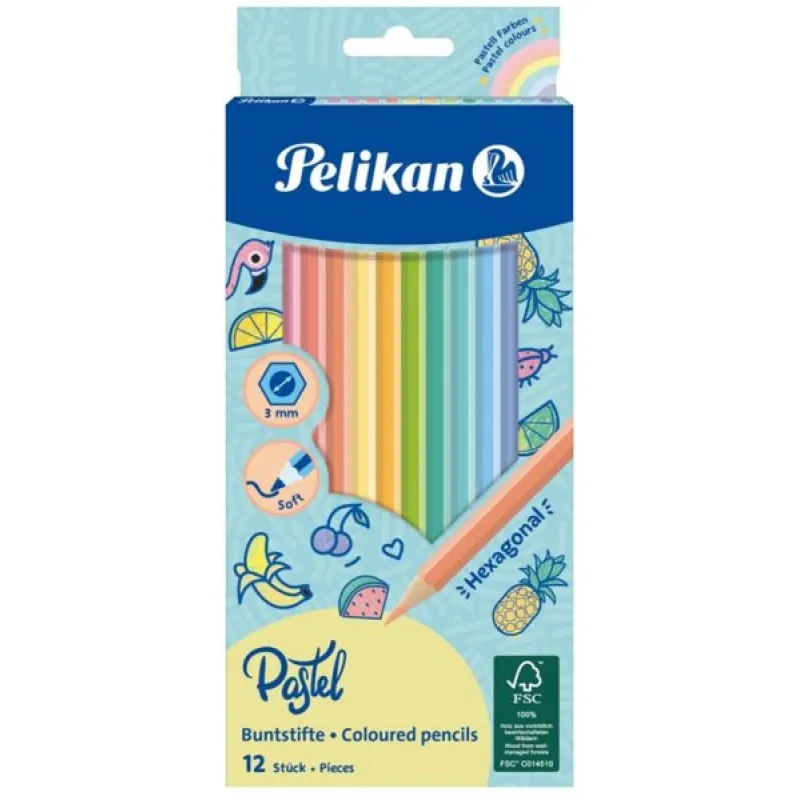 PELİKAN KURU BOYA KALEMİ PASTEL RENKLER 12Lİ