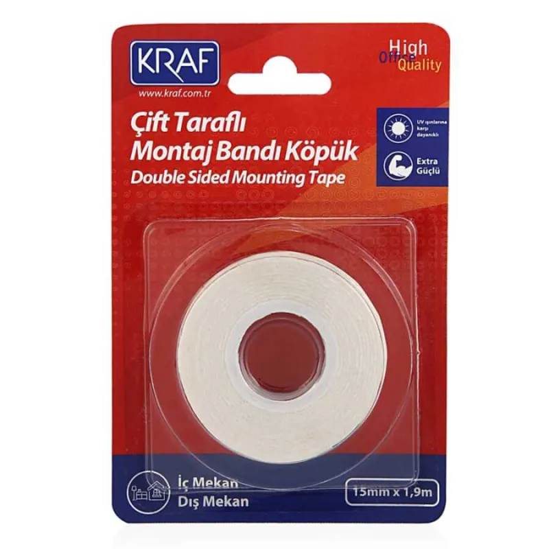 KRAF MONTAJ BANDI ÇİFT TARAFLI KÖPÜK 15mm x 1,9m 2510G