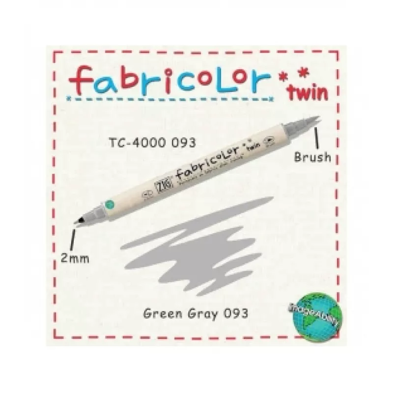 ZIG FABRICOLOR ÇİFT UÇLU TWIN KUMAŞ KALEMİ GREEN GRAY 093