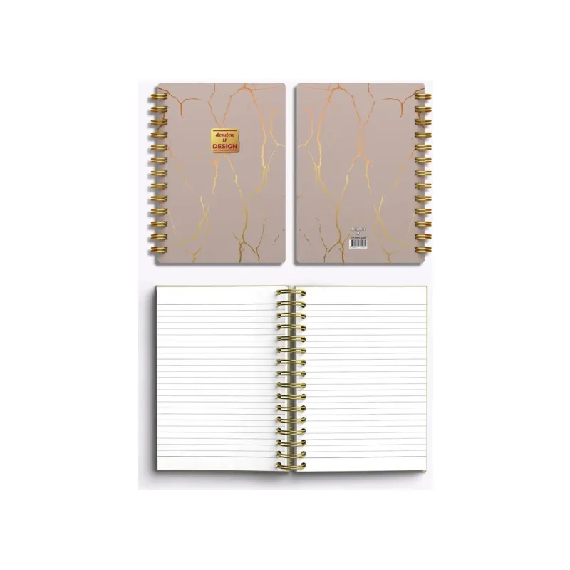 YMN DENDEN Mermer Bej 17x24 Defter Spiralli 224 Sayfa Yarı Sert Kapak Çizgili