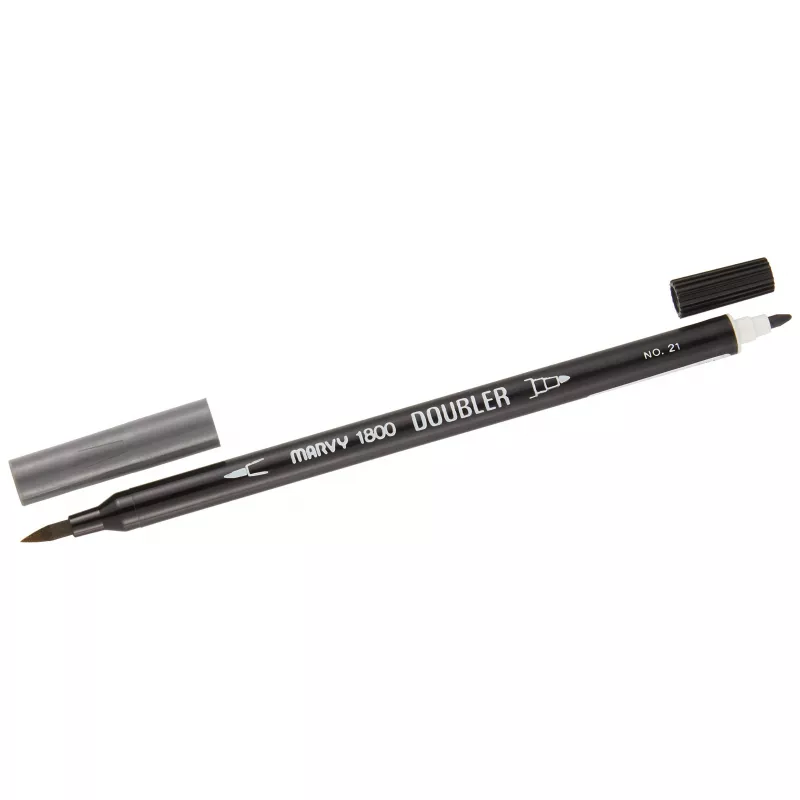 Marvy 1800 Doubler Çift Uçlu Brush Pen Fırça Kalem No:21 Dark Grey