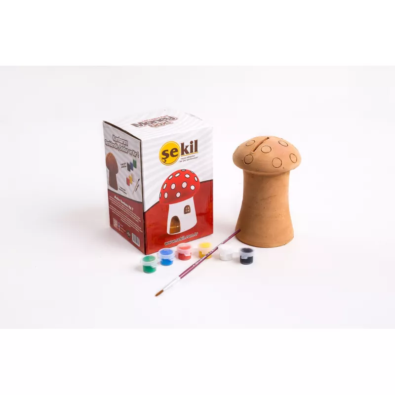 ŞEKİL Boyanabilir Mantar Kumbara Seti 8 Parça %100 Doğal (Money Box)