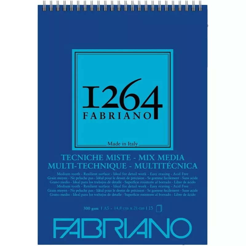 Fabriano 1264 Sketch Paper Eskiz Defteri Mix Media 300 Gr A5 15 Yaprak Üstten Spralli 19100642