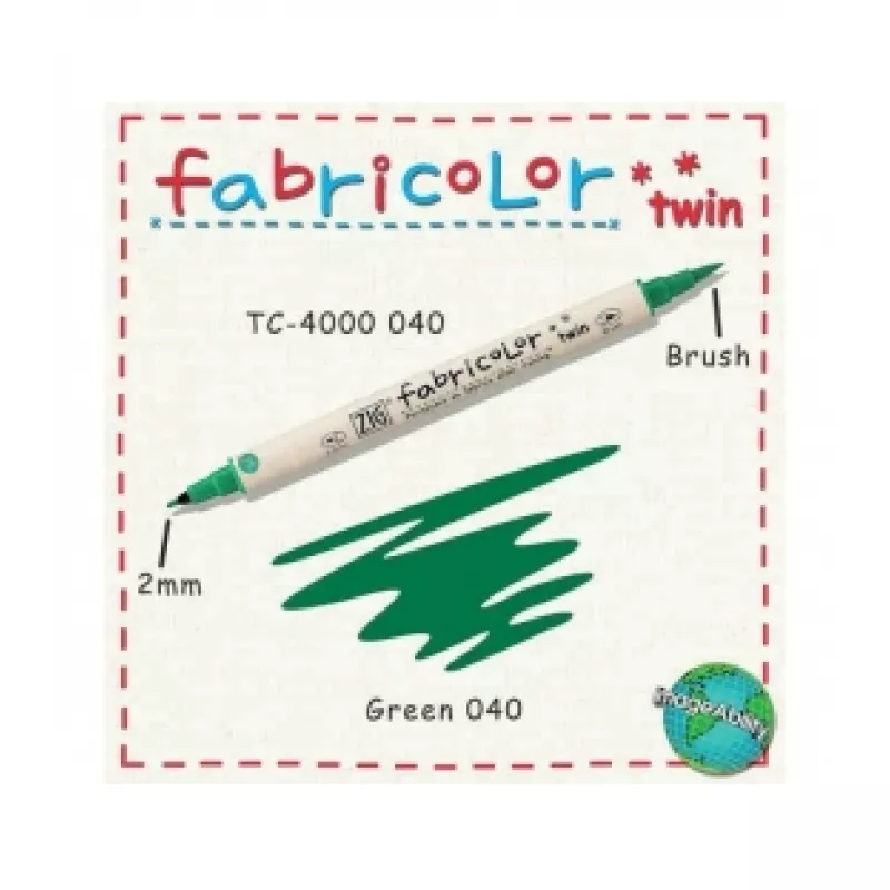 ZIG FABRICOLOR ÇİFT UÇLU TWIN KUMAŞ KALEMİ GREEN 040