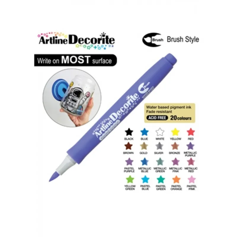 ARTLINE KALICI BOYAMA MARKÖRÜ DECORİTE BRUSH ESNEK UÇLU PASTEL PURPLE