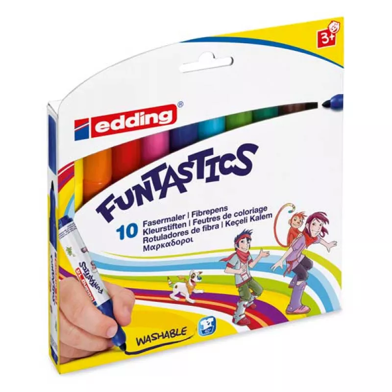 Edding Funtastics Çocuklar İçin Yuvarlak Uçlu Kalın Keçeli Kalem 10'lu