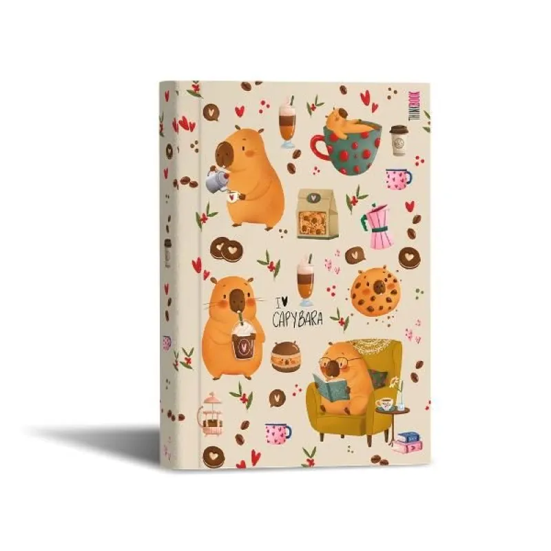 YMN SERT KAPAK THİNKBOOK CAPYBARA KURABİYE 14X20 ÇİZGİLİ DEFTER 208SF.