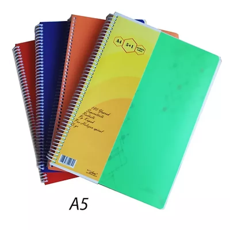 COLOR LİVA A5 PP KAPAK SPİRALLİ 4+1 AYRAÇLI 150 YAPRAK DEFTER