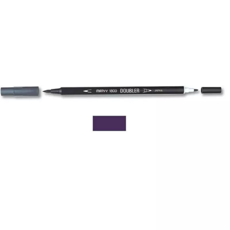 Marvy 1800 Doubler Çift Uçlu Brush Pen Fırça Kalem No:108 Black Cherry