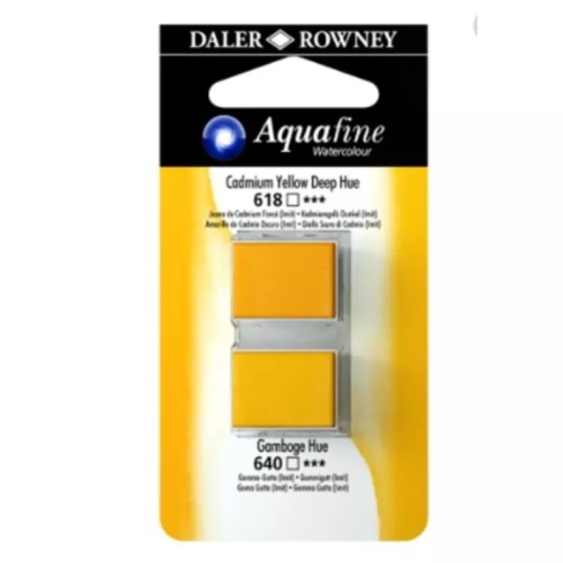 Daler Rowney Aquafine 2 li Sulu boya 618 Cadmium Yellow Deep Hue - 640 Gamboge Hue