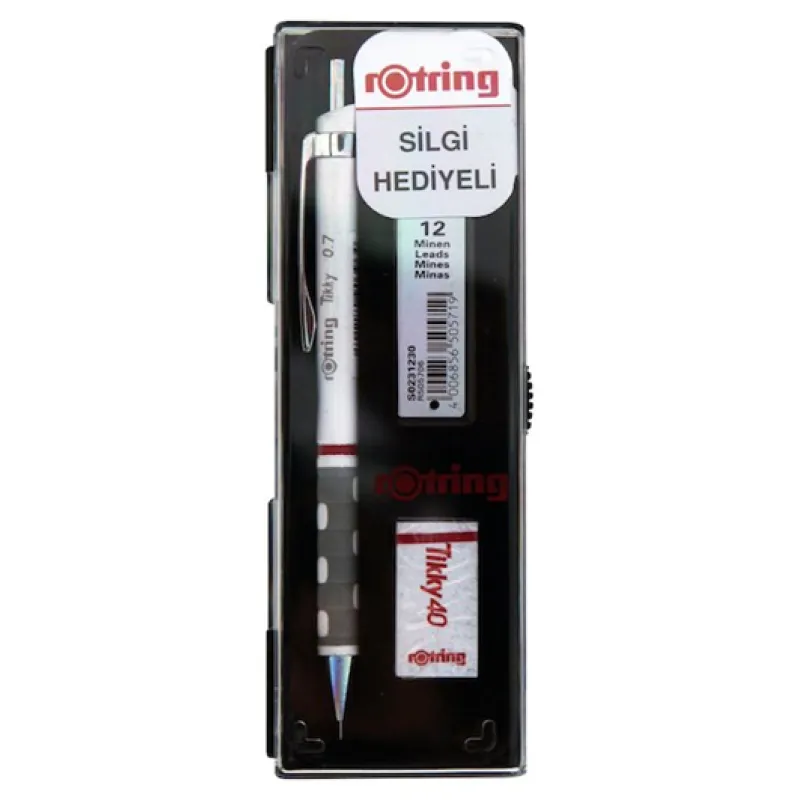 Rotring Tikky 0.7 Beyaz Versatil Kalem + Uç + Silgi
