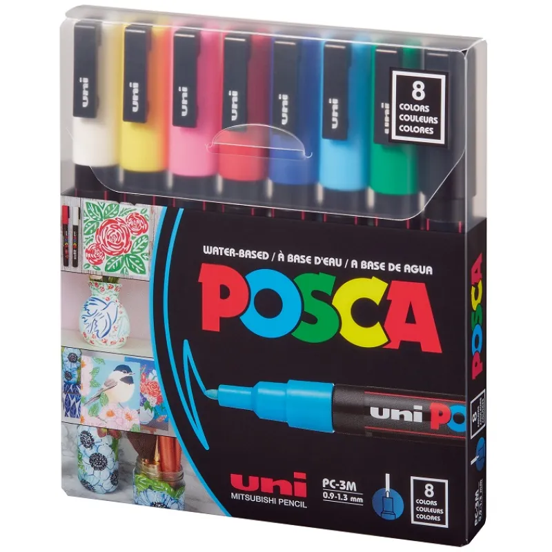 UNİ POSTER MARKÖRÜ POSCA SET PC-3M/8C 0.9-1.3 ANA RENK 8 Lİ
