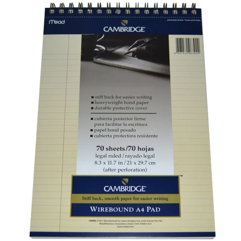 MEAD BLOKNOT CAMBRIDGE SPİRALLİ KARTON KAPAK A4 FİLDİŞİ 70 YP ÇİZGİLİ M-159890