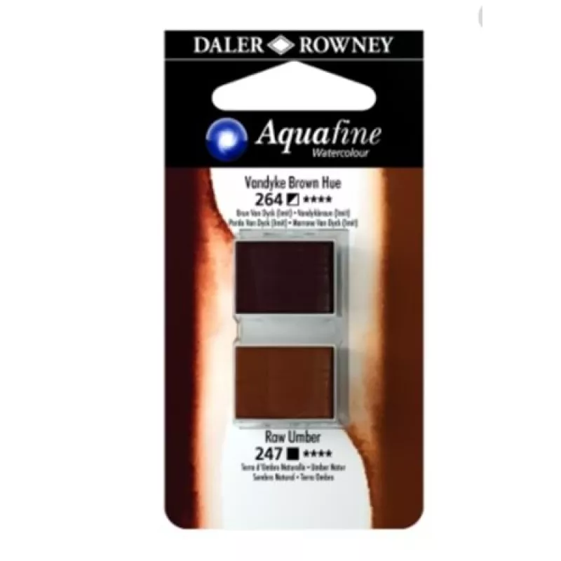 Daler Rowney Aquafine 2 li Sulu boya 264 Vandyke Brown Hue - 247 Raw Umber