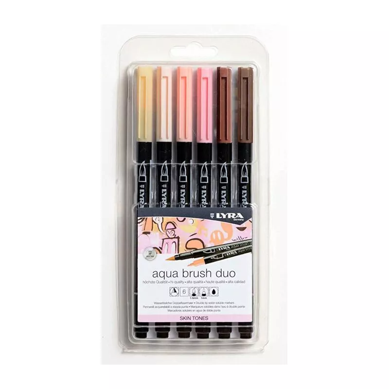 Lyra Aqua Brush Duo Çift Taraflı Brush Marker 6'lı Set Skin Tones