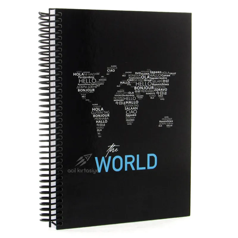 MİKRO SERT KAPAK SPR.DEFTER 17x24 BLACK 120YP.ÇİZGİLİ 1724BÇ THE WORLD