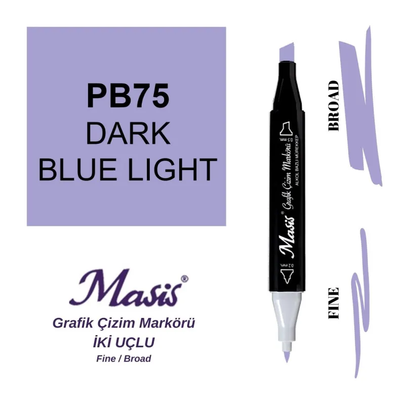 MASİS ÇİFT UÇLU ÇİZİM MARKÖRÜ 75 DARK BLUE LIGHT