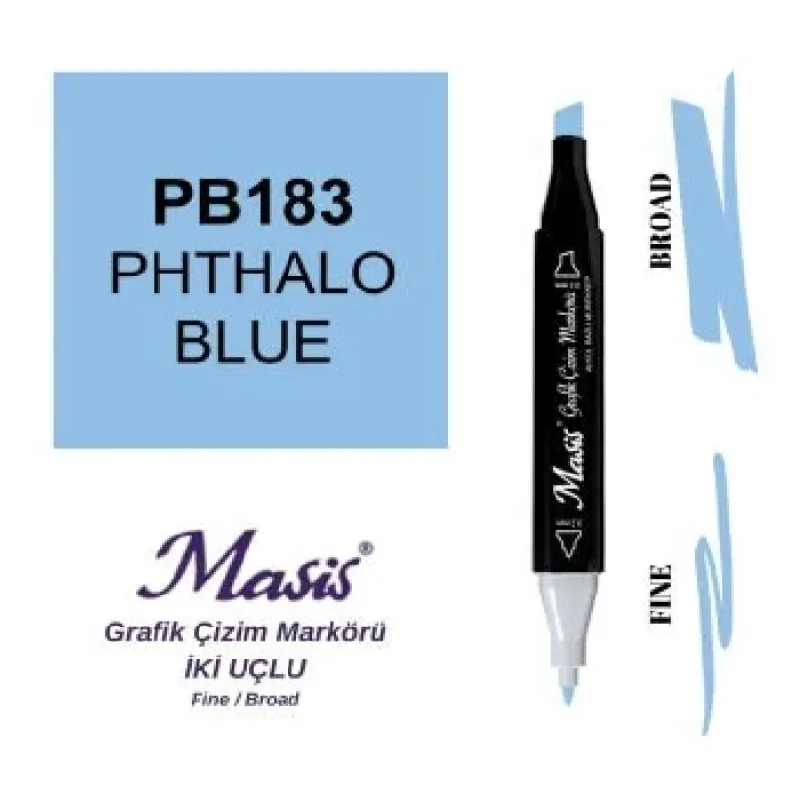 MASİS ÇİFT UÇLU ÇİZİM MARKÖRÜ 183 PHTHALO BLUE