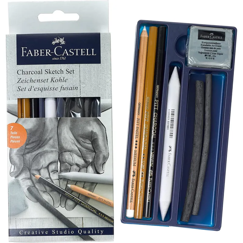 Faber Castell Charcoal Sketch Set Kömür Eskiz Seti 7 Parça