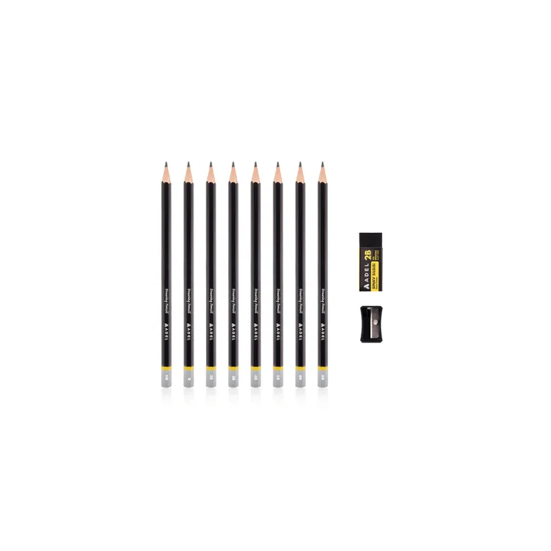 ADEL Dereceli Kalem Seti, 8li (HB-B-2B-3B-4B-5B-6B-7B-8B Silgi ve Kalemtraş) 15229