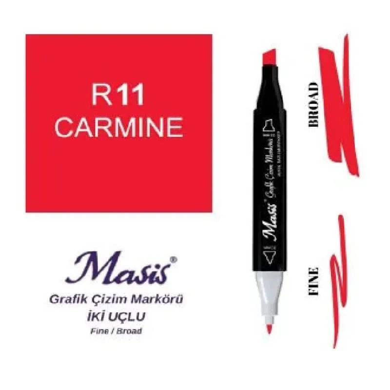 ÇM-11 Masis Grafik Çizim Markörü, İki Uçlu, Yakut Kırmızı