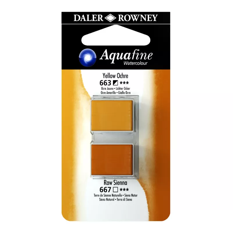 Daler Rowney Aquafine 2 li Sulu boya 663 Yellow Ochre - 667 Raw Sienna 