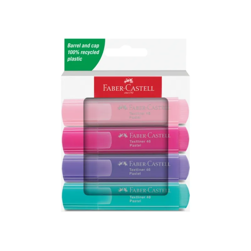 Faber Castell Textliner 46 Fosforlu Kalem 4'lü Pastel Renkler Seti Marka