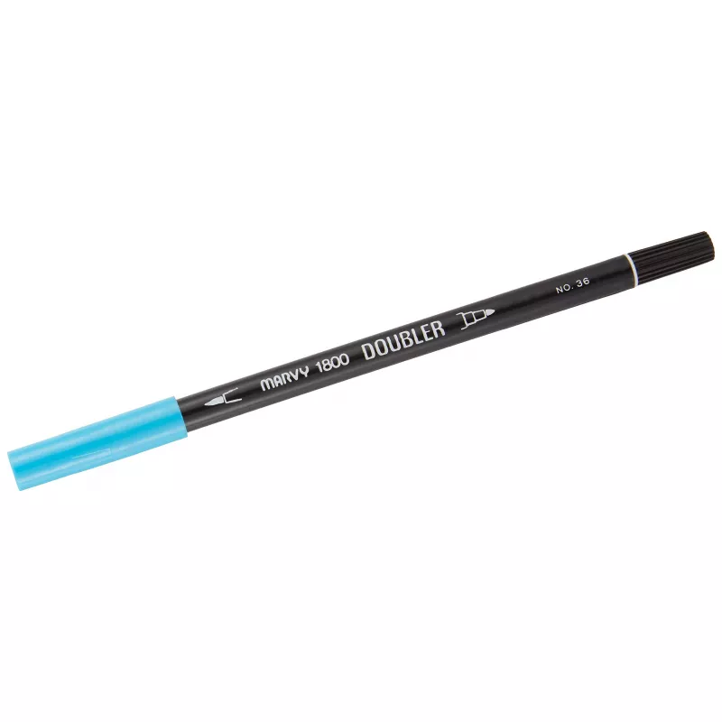 Marvy 1800 Doubler Çift Uçlu Brush Pen Fırça Kalem No:36 Manganese Blue