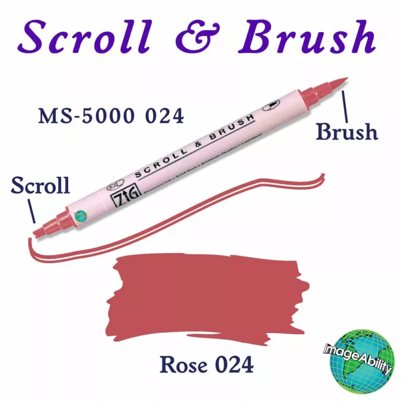 Zig Scroll & Brush Çift Çizgi ve Fırça Uçlu Kaligrafi Kalemi 024 Rose