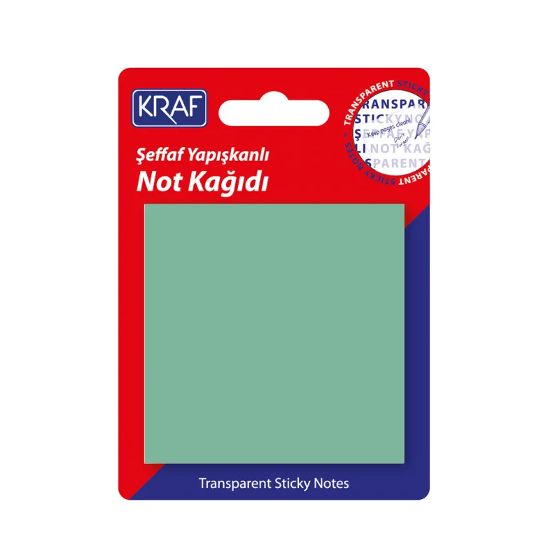 KRAF YAPIŞKANLI NOT KAĞIDI 76X76 50 YP. ŞEFFAF YEŞİL 7676TR