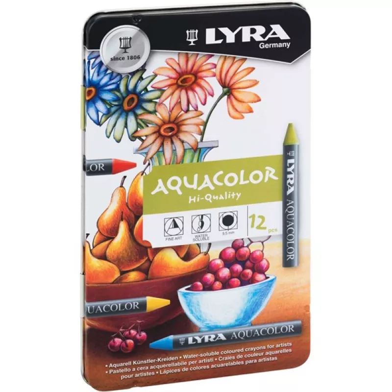 Lyra Aquacolor Sulandırılabilir Pastel Boya 12 Renk Metal Kutu 5611120