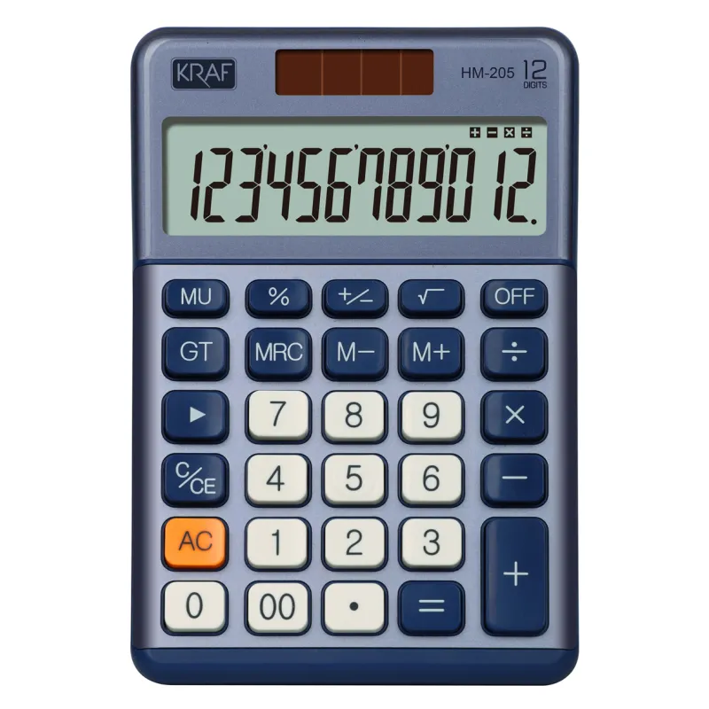 KRAF HESAP MAKİNESİ MASAÜSTÜ 12 HANE HM-205 BL MAVİ