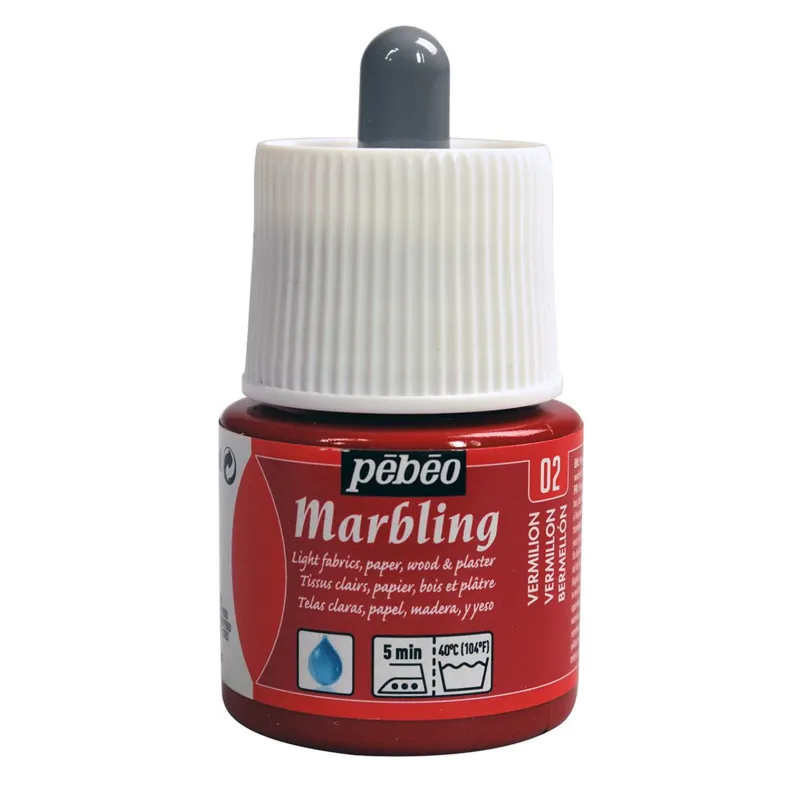 PEBEO EBRU BOYASI MARBLİNG 45 ML VERMİLİON 130 02 ÜRÜN KODU 11733 parlak kırmızı