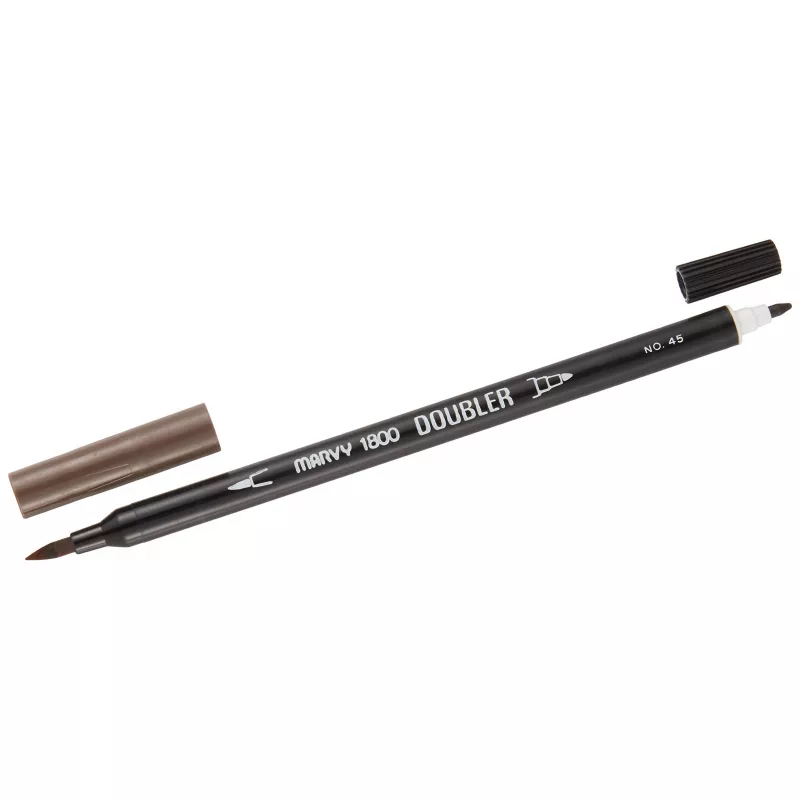 Marvy 1800 Doubler Çift Uçlu Brush Pen Fırça Kalem No:45 Sepia