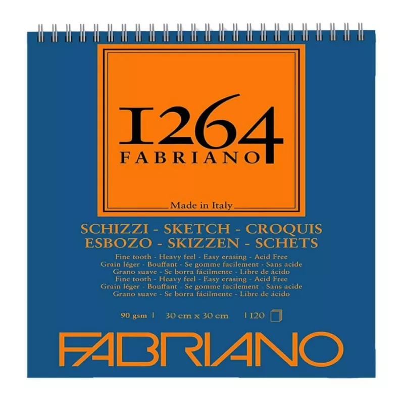 Fabriano 1264 Sketch Paper Eskiz Defteri 90 gr. 120 yp. Üstten spiralli 30x30cm 19100638