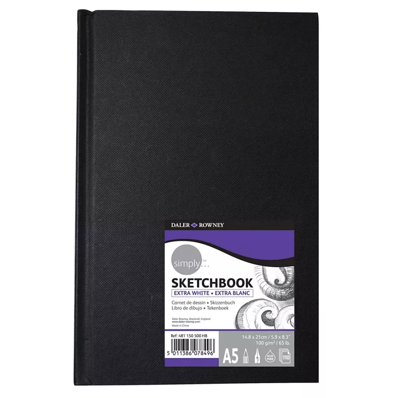 DALER ROWNEY SIMPLY HARDBOUND CİLTLİ ESKİZ DEFTERİ 100 GR. A5 EXTRA WHITE 