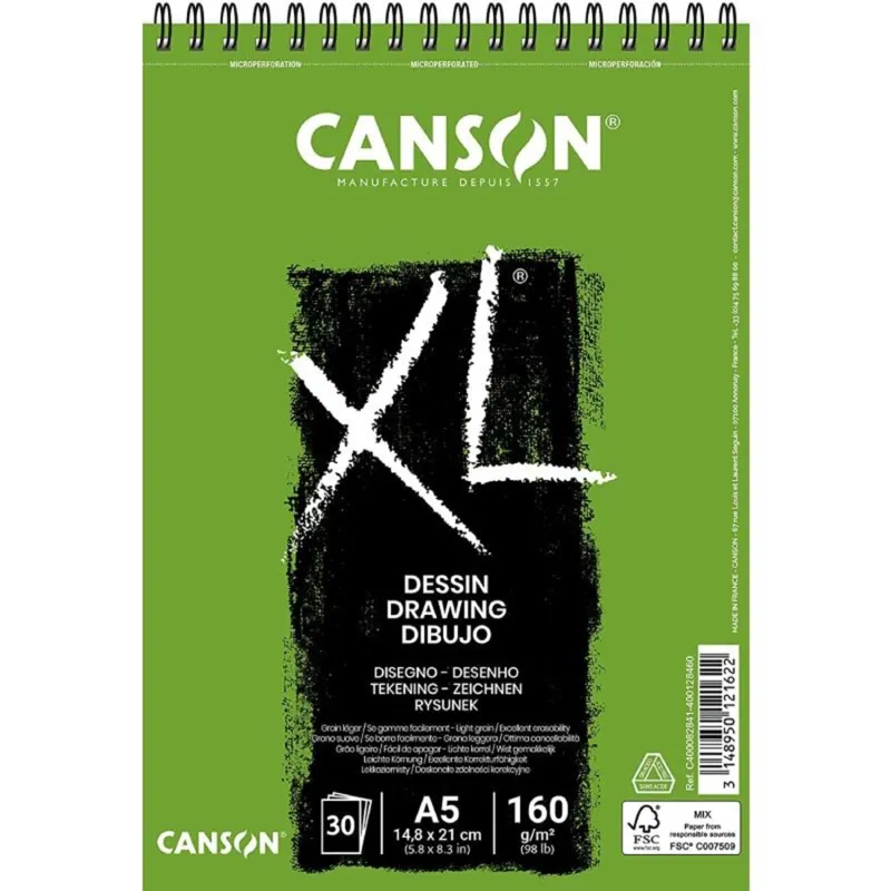 CANSON ÇİZİM BLOĞU XL DESSIN SPİRALLİ A5 160 GR 30 SF 400082841