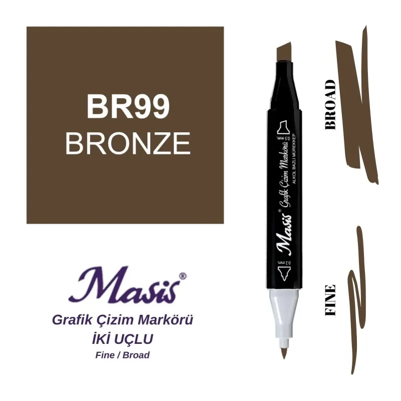 MASİS ÇİFT TARAFLI GRAFİK ÇİZİM MARKÖRÜ BRONZ ÇM-99