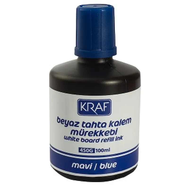 KRAF BEYAZ TAHTA KALEM MÜREKKEBİ 100ML MAVİ 450G