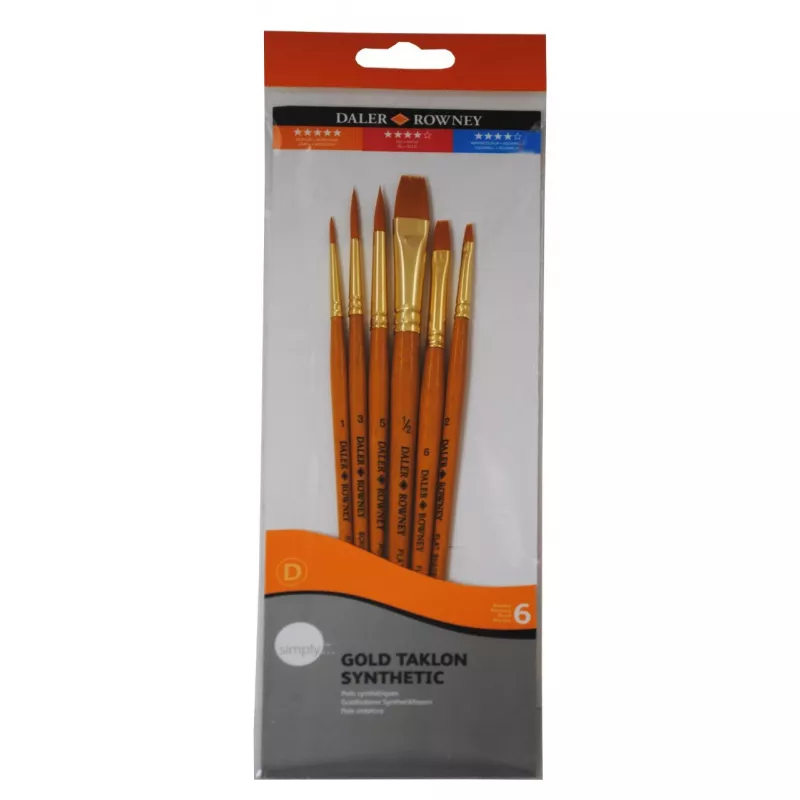 DALER ROWNEY Simply Gold Taklon Sentetik 6'lı Fırça Seti 