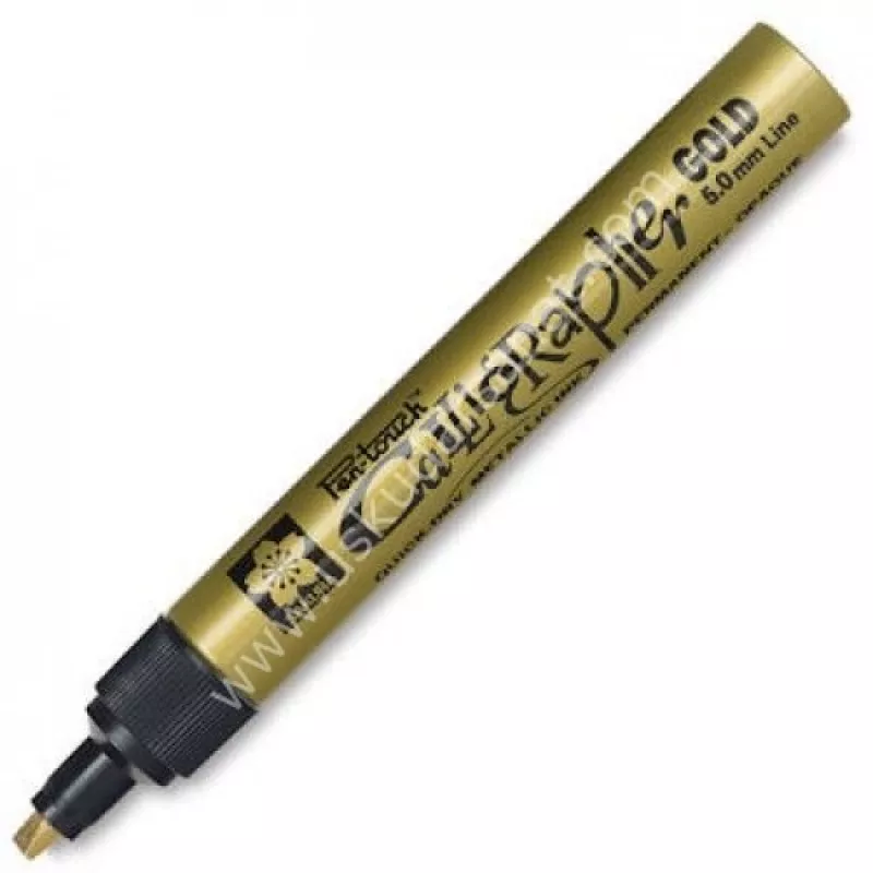 SAKURA Pen Touch Kesik Uç Kaligrafi Kalemi 5 mm. Permanent Metalik ALTIN