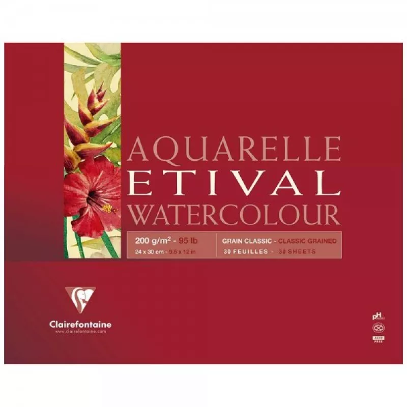 Clairefontaine Etival Classic Suluboya Blok 200 gr. 30 Yaprak 24x30 Uzun Kenarın Yapışkanlı