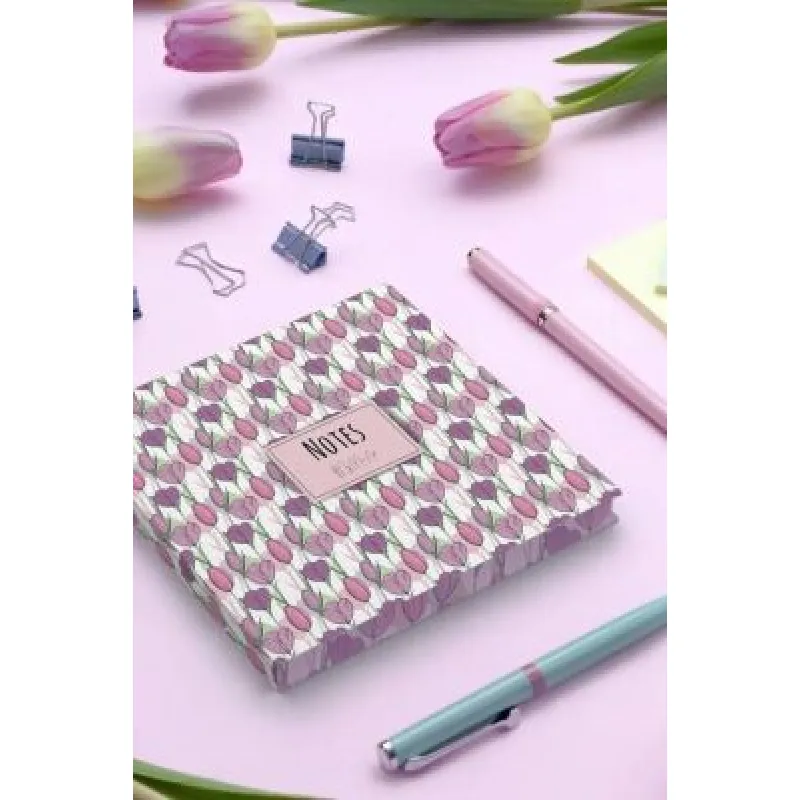 YMN My Mia Art Pembe Lale 16x16 120 Sayfa Soft Kapak Kenarı Baskılı Defter