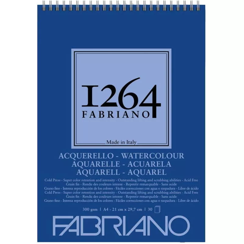 Fabriano 1264 Suluboya Defteri 300 gr. A4 - 30 yp. Üstten Spralli 19100649