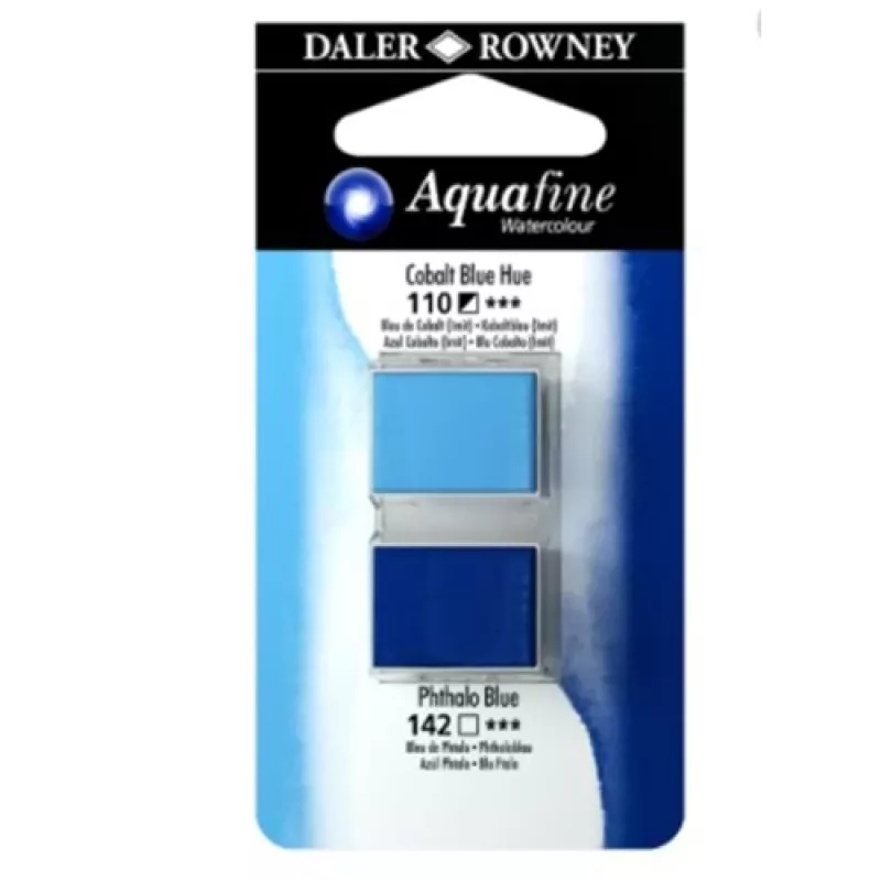 Daler Rowney Aquafine 2 li Sulu boya 110 Cobalt Blue Hue - 142 Phthalo Blue 