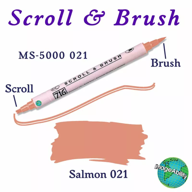 Zig Scroll & Brush Çift Çizgi ve Fırça Uçlu Kaligrafi Kalemi 021 Salmon