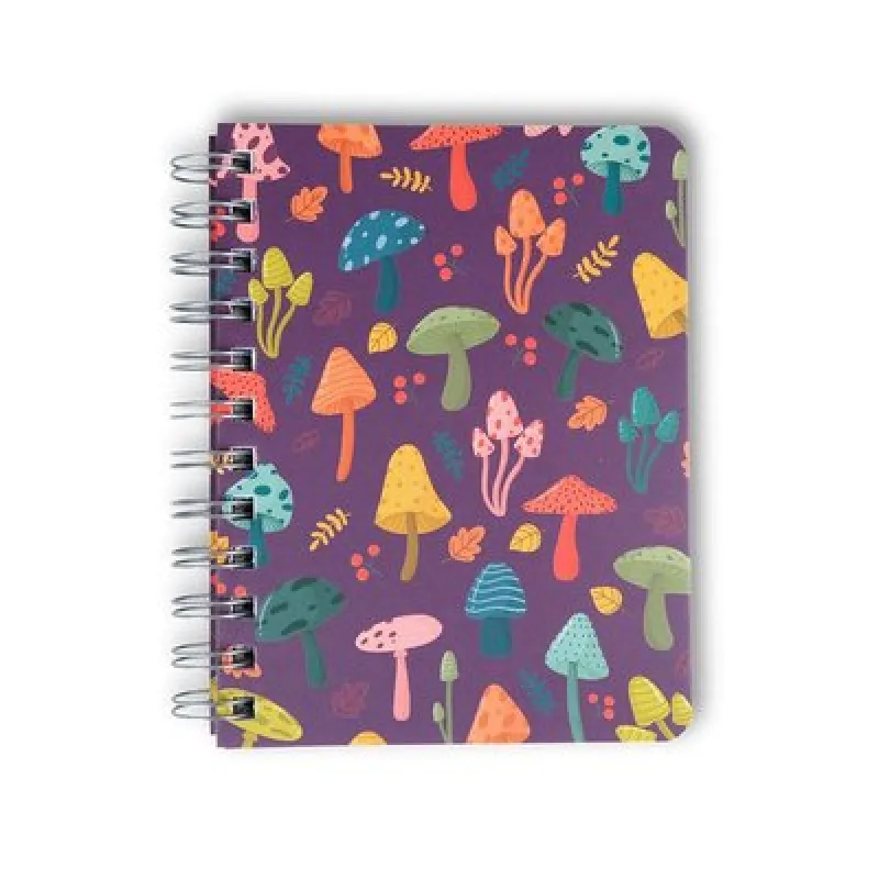 YMN Muus Spiral purple mushrooms 12x16 Tel Spiral 256 Syf Beyaz 80 gr Çizgisiz Butik defter